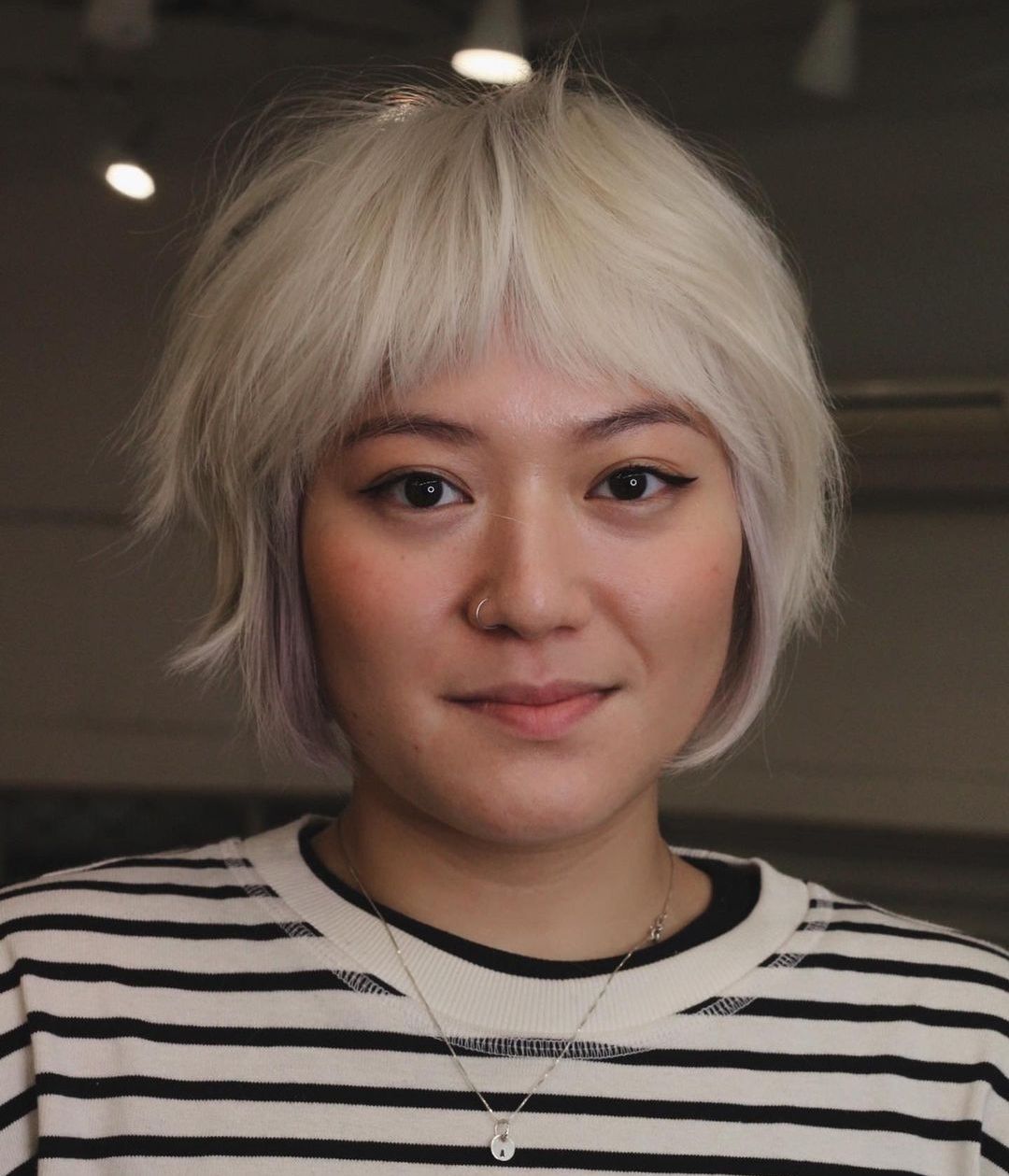 Asian Short Ash Blonde Bob Shag