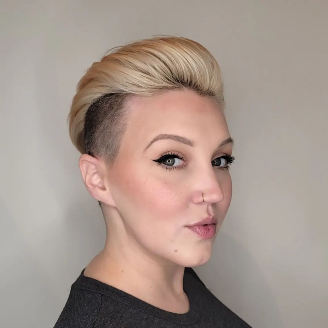 Half-Shaved Black-and-Blonde Short Cut