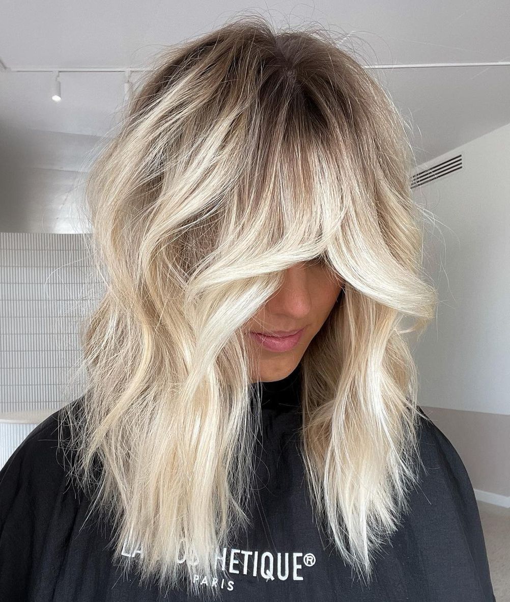 Bright Blonde Shag for Medium Hair