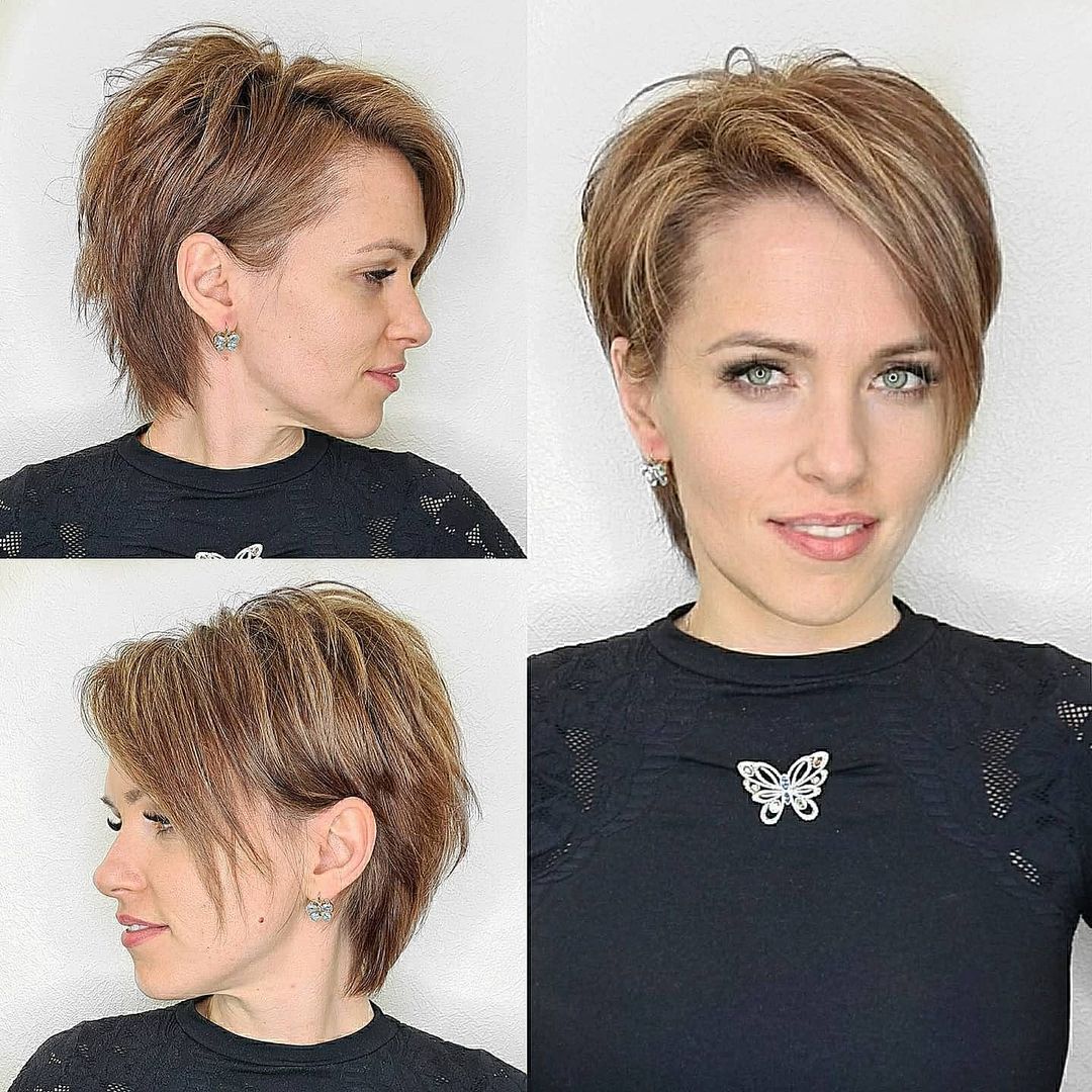 Long Feathered Pixie with Side Bangs