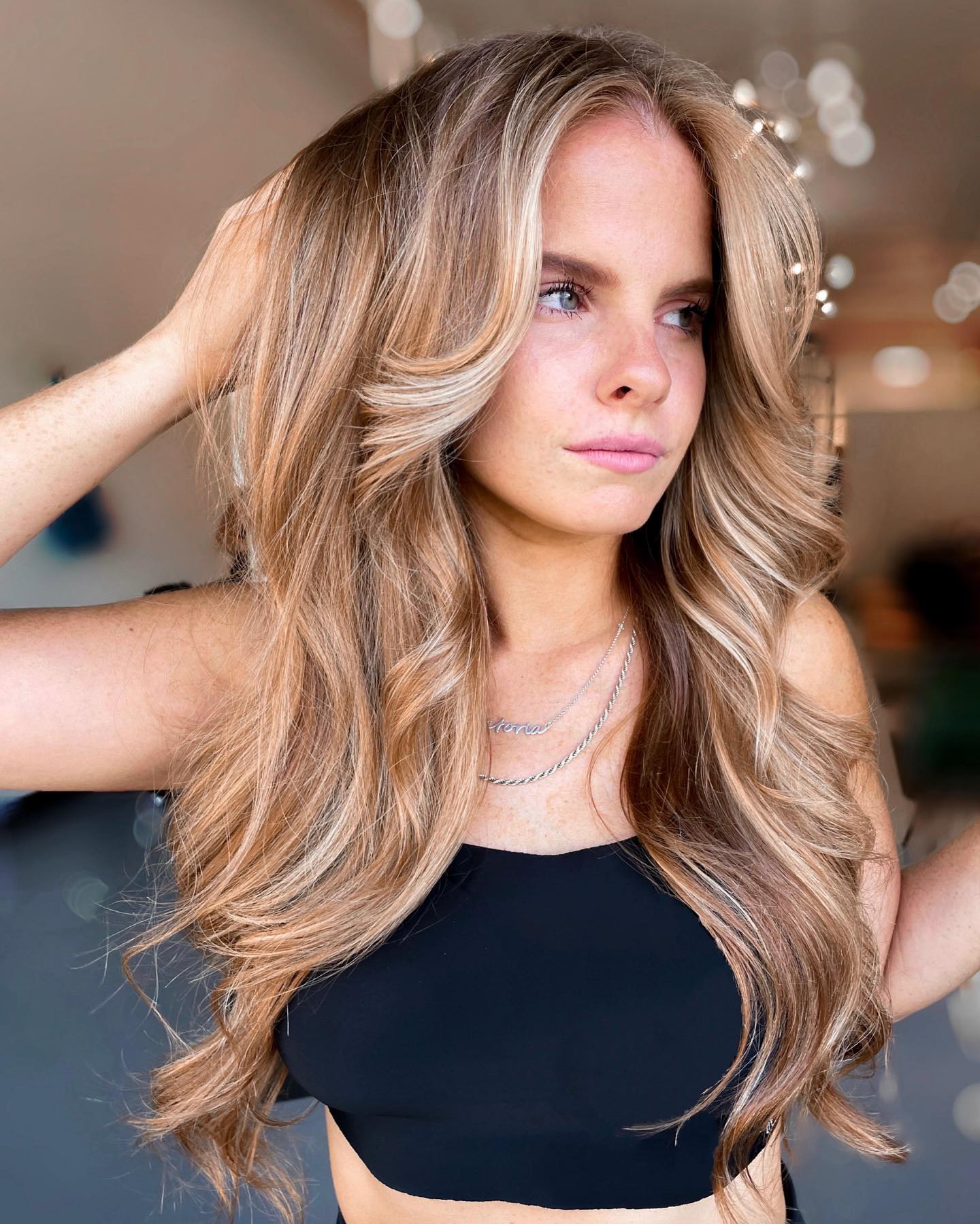 Long Thick Layered Sandy Blonde Hairstyle