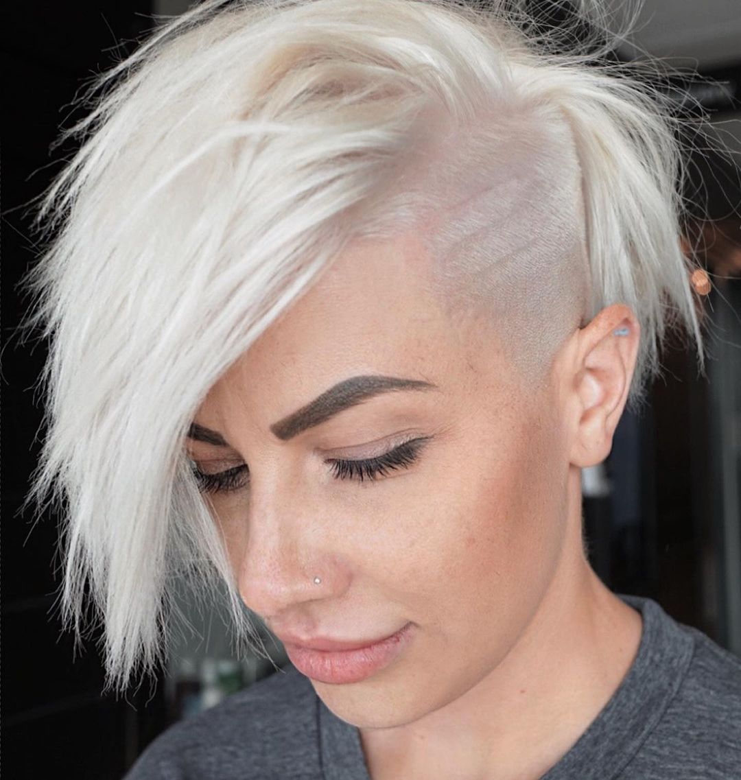 Short Half-Shaved Asymmetrical Hairstyle