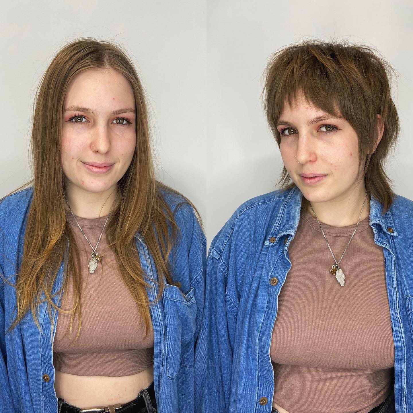 Long Fine Hair to Midi Shag Makeover